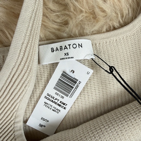 NWT Babaton Sculpt Knit Squareneck Matte Pearl Top - Picture 4 of 7